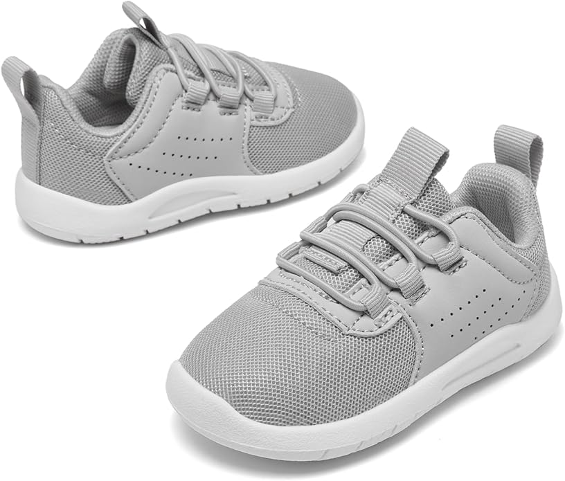 MORENDL Toddler Slip On Sneakers Baby Walking Shoes Non-Slip Breathable Unisex Pink Mesh Lace-Up Athletic Sneakers Infant Running Shoes