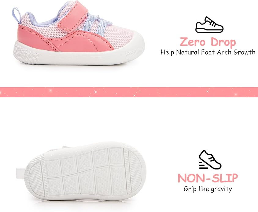 Wide Toddler Shoes Boys Girls Zero Drop Barefoot Infant First Walking Shoes Mesh Breathable Lightweight Soft Nonslip Baby Sneakers