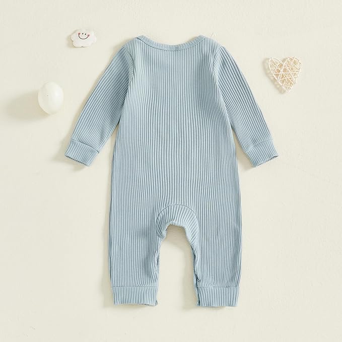 Fernvia Newborn Baby Boy Clothes Letters Print Bodysuit 3 6 9 12 18 Months Long Sleeve Jumpsuit with Hat 2PCS Outfits Set