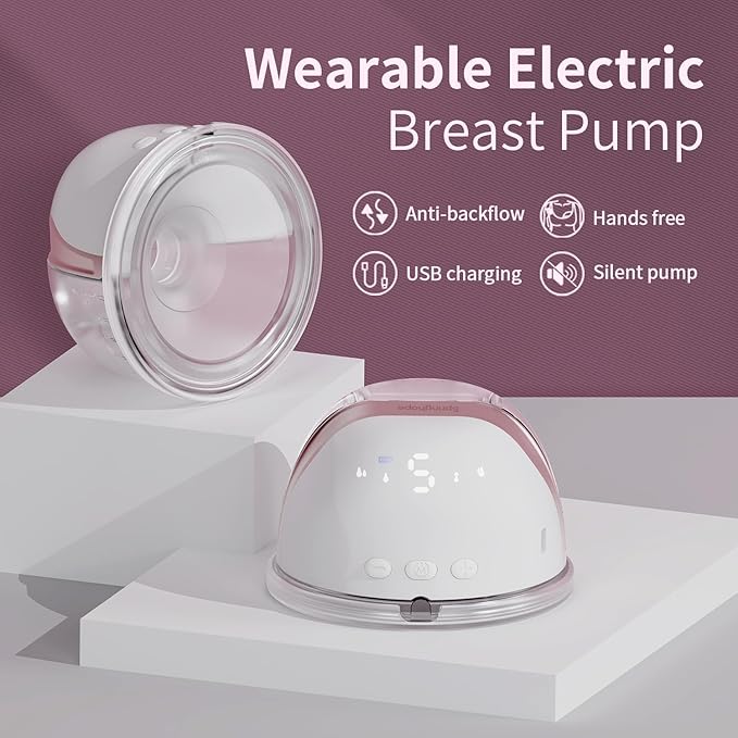 Springhope No.586 Electric Breast Pump Hands Free, Wearable Breastfeeding Pump Wirless & Portable with 4 Modes & 9 Levels, Comfortabl Silicone Flange 19/21/24/28 mm BPA Free, 2 Pack