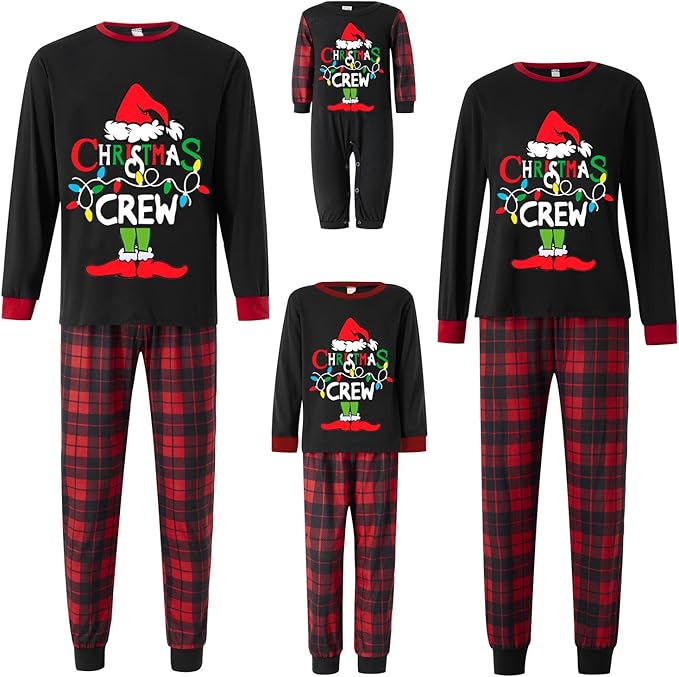 Awoscut Christmas Family Matching Pajamas Christmas Pjs Holiday Nightwear Sleepwear Sets Long Sleeve Pjs