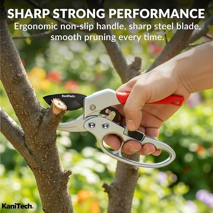 Pruning Shears for Gardening with Gloves - Heavy Duty Garden Shears, Aluminum Hand Pruners with TPR Grip Handle, 8 inch 3.55mm Thick Blade - for Branches, Flowers & Plants (Red)
