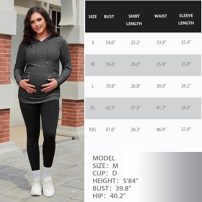 GINKANA Maternity Hoodie Long Sleeves Shirts Casual Maternity Top Pregnancy Sweatshirt Casual Clothes