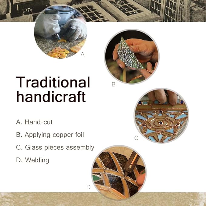 Bieye W10011 Peacock Tiffany Style Stained Glass Window Panel Hangings with Chain, 15" W x 23" H