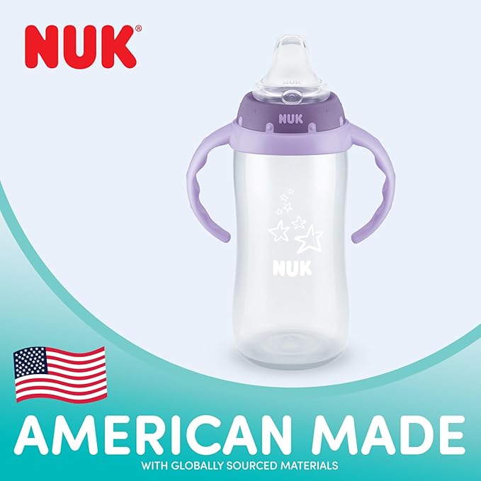 NUK Learner Cup, 10 Oz, Pack of 2, Pooh Bear – Soft Spout, Easy-Grip Handles, BPA Free, Spill Proof Transition Sippy Cup