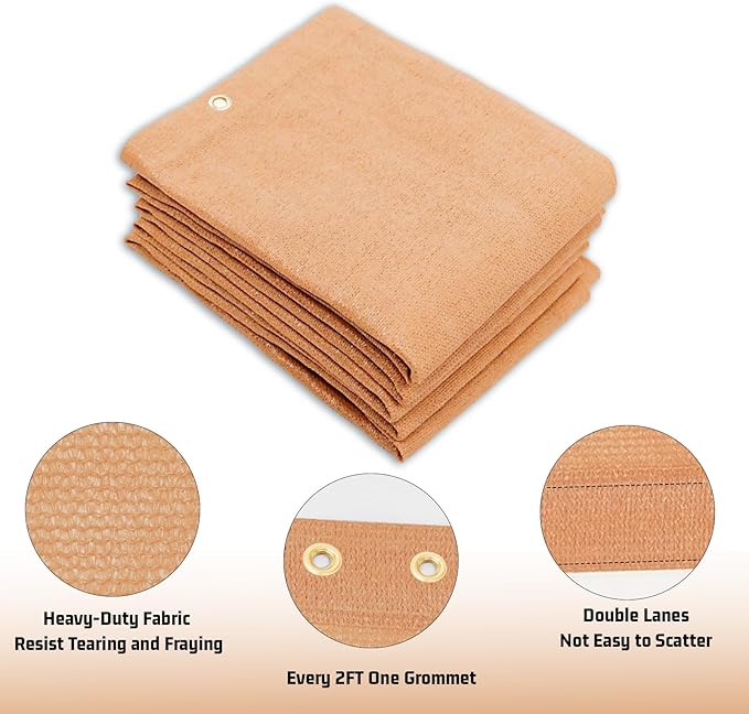 SUNNY GUARD Shade Cloth Custom Size 4x19 FT Sun Shade Screen Fabric Shade Cover Tarp with Grommets for Pergola Backyard Garden, Peach Fuzz(We Customized)