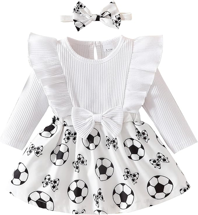 Chichoo Baby Girl Clothes Infant Fall Winter Outfits Newborn Long Sleeve Romper Dress Ruffle Bodysuit With Headband