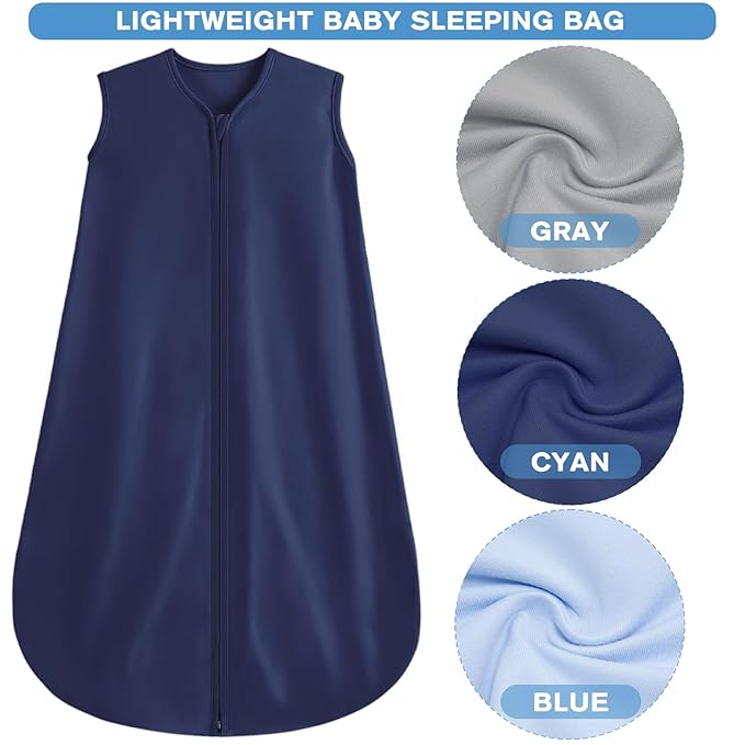 3 Pack Baby Sleep Sack 18-24 Months 100% Rayon Cotton Baby Sleeping Bag 2-Way Zipper Toddler Wearable Blankets,Comfy Stretchy Thin Sleep Sacks.TOG 0.3(X-Large)