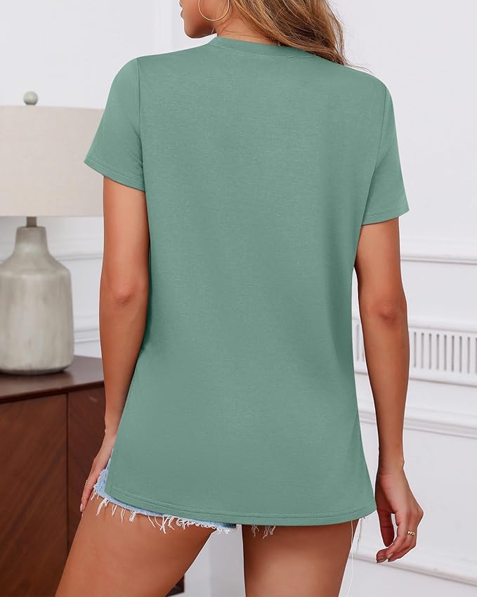 Ficerd 3 Pack Women's Maternity T Shirts, Short Sleeve Side Split Pregnancy Tops Casual Crew Neck Pregnant Tees Mama Clothes