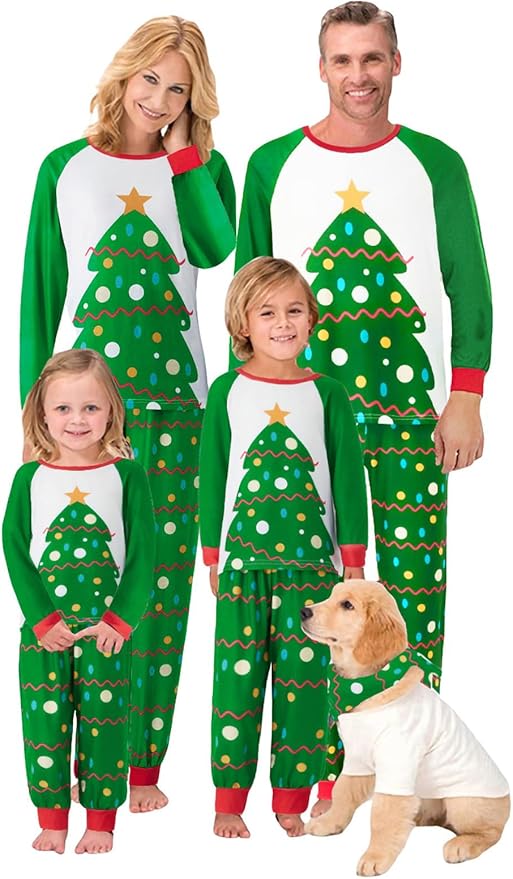 Awoscut Christmas Family Matching Pajamas Christmas Pjs Holiday Nightwear Sleepwear Sets Long Sleeve Pjs