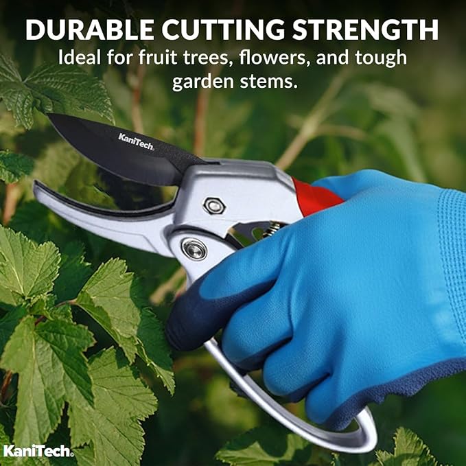 Pruning Shears for Gardening with Gloves - Heavy Duty Garden Shears, Aluminum Hand Pruners with TPR Grip Handle, 8 inch 3.55mm Thick Blade - for Branches, Flowers & Plants (Red)