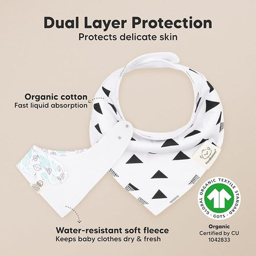 8-Pack Organic Baby Bandana Bibs for Boys, Girls - Super Absorbent Triangle Baby Bibs for Drooling and Teething Infant, 100% Cotton Extra Soft for Newborn, Infant 0-36 Months (Grayscape)