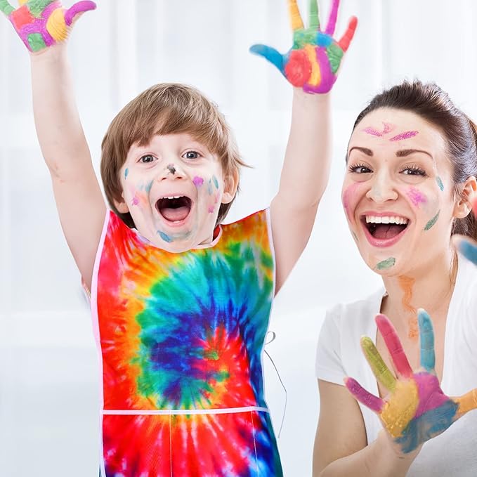 SATINIOR 2 Pieces Kids Art Smock Toddler Apron Waterproof Painting Artist Apron Sleeveless with 3 Pocket for Age 3-10 Years