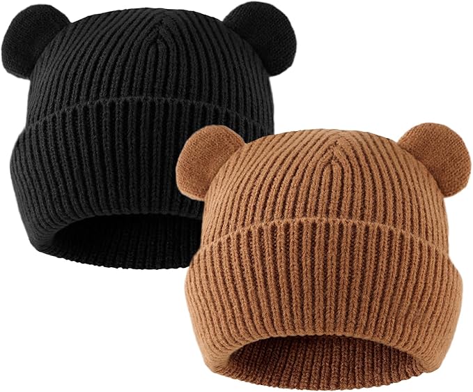 Bear Baby Beanie Knitted Baby Winter Hat Infant Toddler Boys Girls Beanie with Cotton Lining