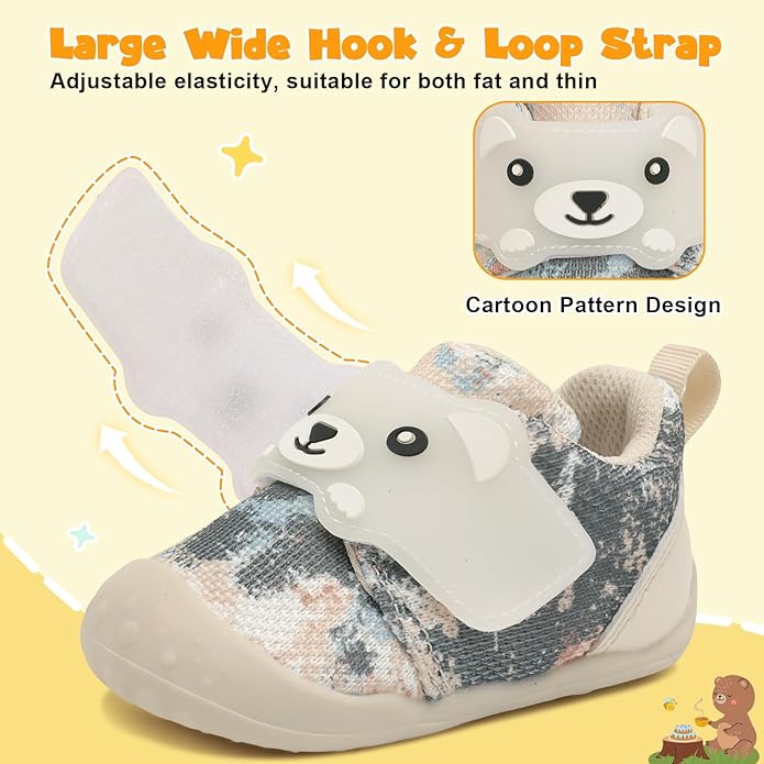 FEETCITY Baby Walking Shoes Wide Baby Shoes Boys Girls Infant Sneakers Crib Shoes Breathable Toddler Barefoot Shoes Slip On Shoes