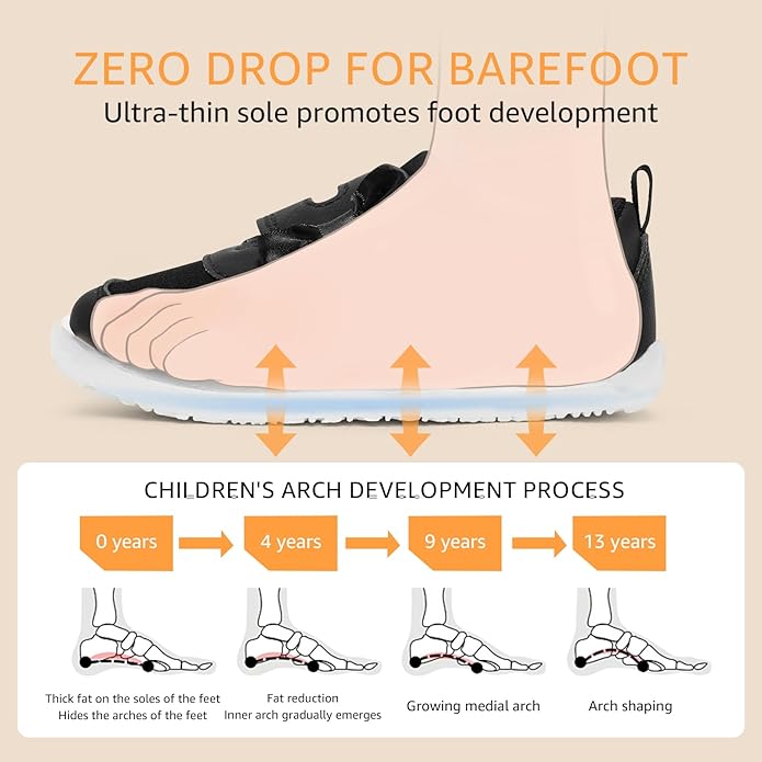 Toddler Wide Toe Box Barefoot Shoes Boys Girls Zero Drop,Baby First Walking Shoes Glitter Little Kids Sneakers Non-Slip Preschool Running Tennis Canvas Casual Preschool Outdoor Activities