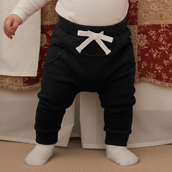 Sejardin Toddler Baby Boy Girl Pants 3 Pack Solid Color Elastic Waist Jogger Sweatpants Newborn Infant Casual Bottoms