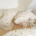 BuLuTu Muslin Cotton Girls Boys Pillow Case Standard Size, Cute Bear Children Pillowcase Neutral Baby Kids Pillow Cover Envelope Closure, 1 Piece, Bedding Decor, Machine Washable