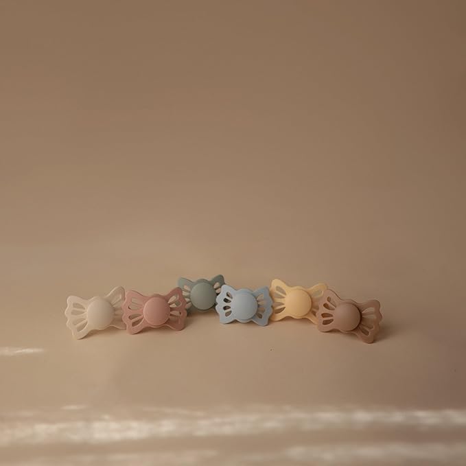 FRIGG Lucky Symmetrical SilkySoft Silicone Baby Pacifier | Made in Denmark | BPA-Free (Cedar/Baby Pink, 0-6 Months)