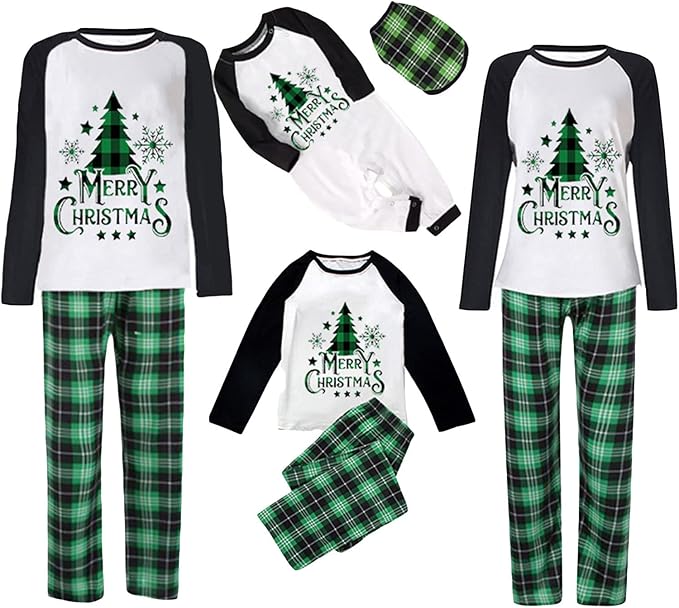 Awoscut Christmas Family Matching Pajamas Christmas Pjs Holiday Nightwear Sleepwear Sets Long Sleeve Pjs
