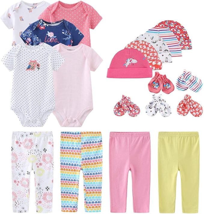 Kiddiezoom Unisex Baby Layette Essentials Giftset Clothing Set 19-Piece For Newborn Baby