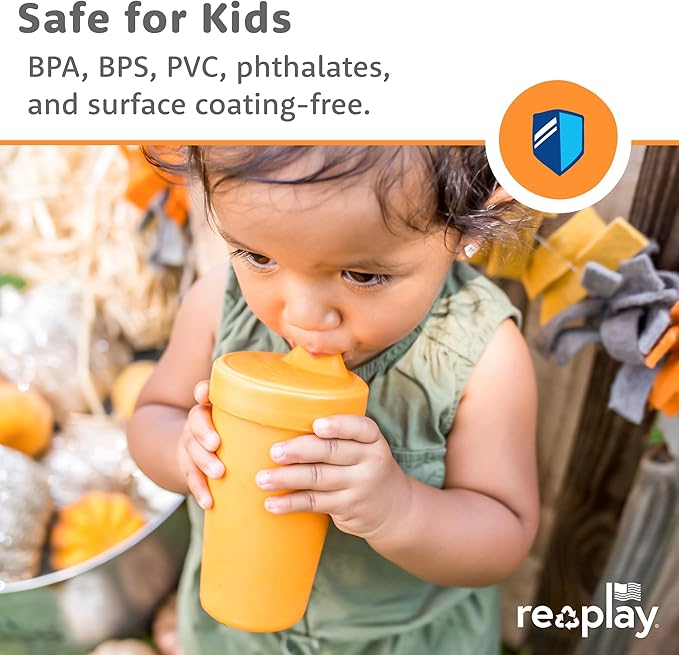 Re-Play Sippy Cups for Toddlers - 10 Oz. Reusable Spill Proof Cups for Kids, Dishwasher/Microwave Safe - Made in USA - Set of 4-3.13" x 6.25" - Bubble Pop