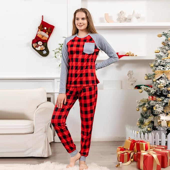 Schbbbta Family Matching Pajamas Holiday Sleepwear Long Sleeve Pjs Sets