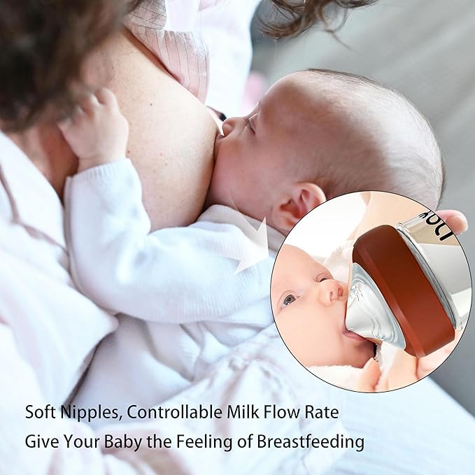 Silicone Bottle Nipple, Anti Colic Nipples for Baby, Natural Feel, L, 6 Months+, 4 Counts