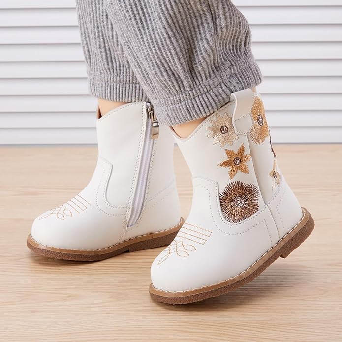 BMCiTYBM Baby Cowboy Cowgirl Boots Infant Western Shoes Boys Girls Round Toe Boots All Seasons 6-24 Months