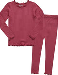 VAENAIT BABY 6M-12Y Infant Kids Toddler Junior Girls Soft Comfy Modal Tencel Shirring Sleepwear Pajamas 2pcs Set