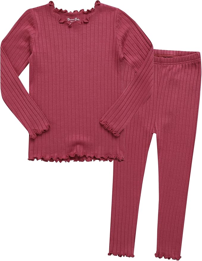 VAENAIT BABY 6M-12Y Infant Kids Toddler Junior Girls Soft Comfy Modal Tencel Shirring Sleepwear Pajamas 2pcs Set