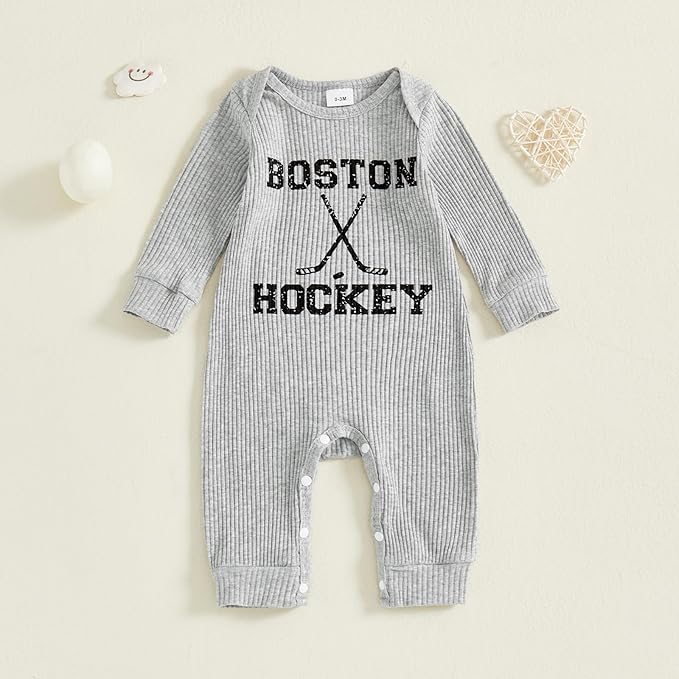 Fernvia Newborn Baby Boy Clothes Letters Print Bodysuit 3 6 9 12 18 Months Long Sleeve Jumpsuit with Hat 2PCS Outfits Set