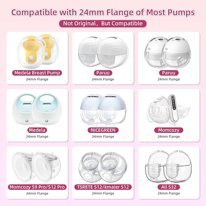 Flange Sizing Kit with 10PCS Flange Inserts 13/15/17/19/21mm Compatible with Momcozy/Spectra/Medela/Elvie/TESETE/Bellaaby,Flange Insert Kit for 24mm Flanges/Shield Breast Pumps