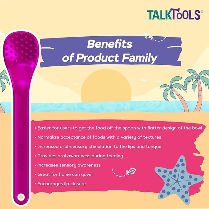 TalkTools Wee Bumpy Magenta Spoons | Provides Oral Awareness During Feeding | Encourages Lip Closure | Normalize Acceptance of Foods (Wee Bumpy, 12 Pack)