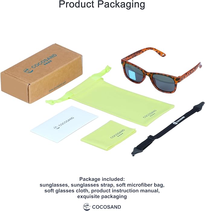 COCOSAND Flexible Baby Sunglasses with Strap Polarized UV Protection for Toddler Infant Newborn Boy Girl Age 0-24 Months