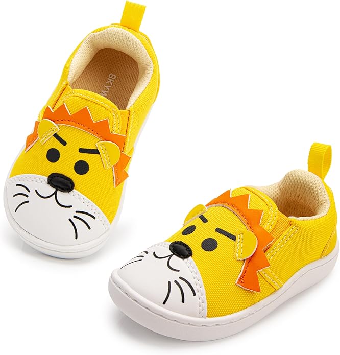 SKYWHEEL Toddler Slip On Shoes Wide Toe Box Barefoot Casual Canvas Walking Tennis Shoes for Boys Girls Cute Sneakers