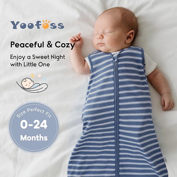 Yoofoss Baby Sleep Sack 12-18 Months 0.5 Tog Wearable Blanket for Baby, 3 Pack 100% Organic Cotton Infant Toddler Sleeping Sack 2-Way Zipper Lightweight Sleep Sack