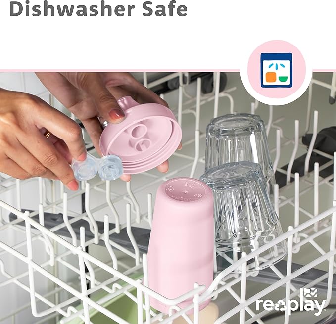 Re-Play Spill-Proof Sippy Cups - Reusable 10 Oz Set of 6, Dishwasher & Microwave Safe, Made in USA, Fairytale