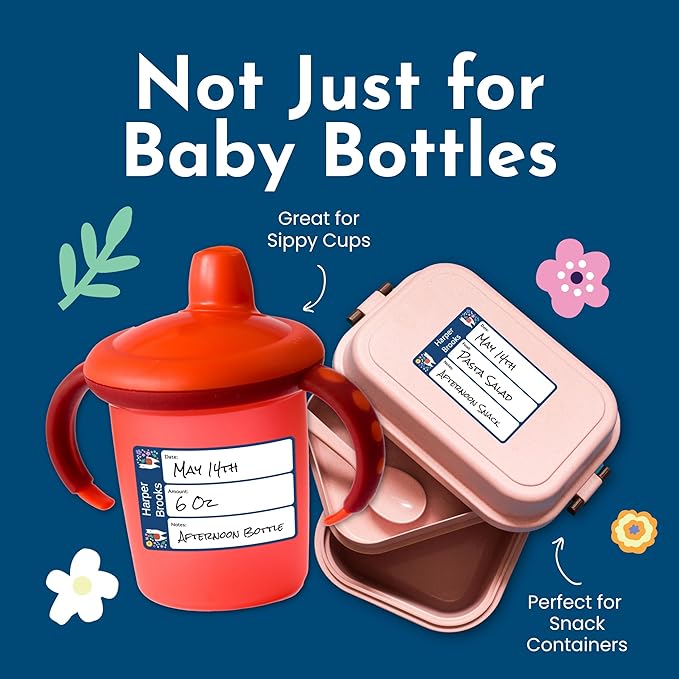 Name Bubbles - Reusable Baby Bottle Labels for Daycare (20 Labels) - Kids Washable Name Tags for Bottles, Sippy Cups, & Snack Containers, Waterproof, Baby Name Stickers, Write-On (Llama)