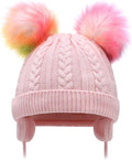 Duoyeree Toddler Winter Hat with Earflap Scarf Hood Thick Warm Kids Skull Cap for Baby Girls Boys