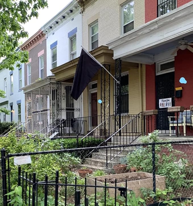 All Black American Flag 3x5 Outdoor Heavy Duty Nylon Flags with Embroidered Stars/Sewn Stripes/Strong Brass Grommets