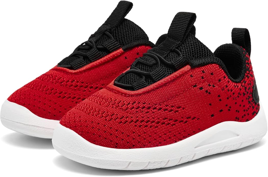 MORENDL Toddler Slip On Sneakers Baby Walking Shoes Non-Slip Breathable Unisex Pink Mesh Lace-Up Athletic Sneakers Infant Running Shoes
