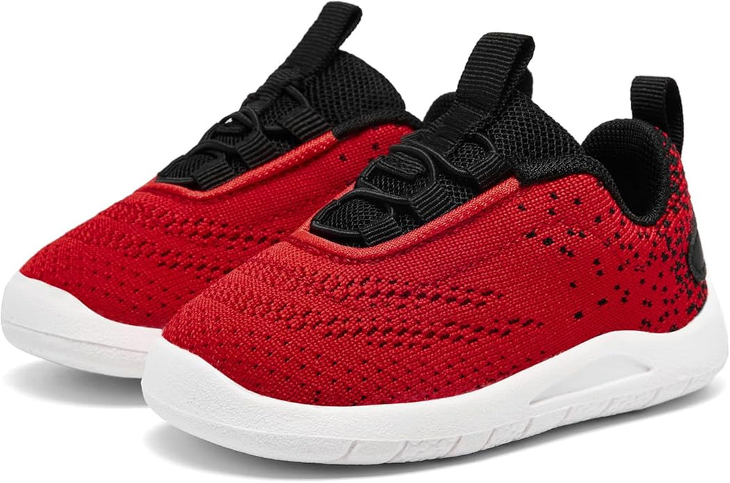 MORENDL Toddler Slip On Sneakers Baby Walking Shoes Non-Slip Breathable Unisex Pink Mesh Lace-Up Athletic Sneakers Infant Running Shoes