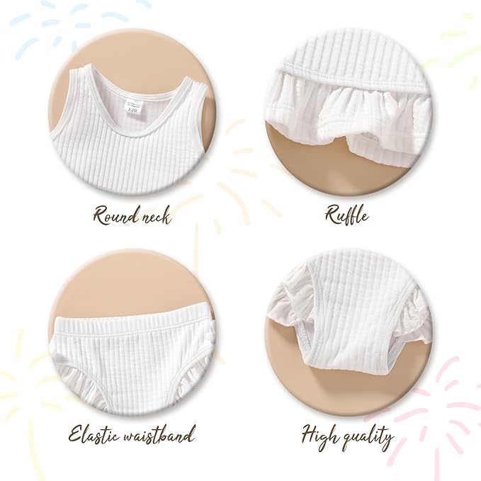 HAPPYMA Baby Swimsuit Toddler Girl Bathing Suit Summer Solid Color Bikini Set Beach Two Piece Swim Wear