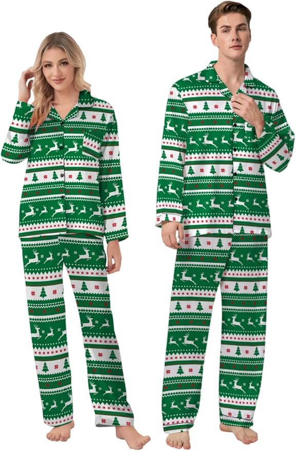 Schbbbta Family Matching Pajamas Holiday Sleepwear Long Sleeve Pjs Sets
