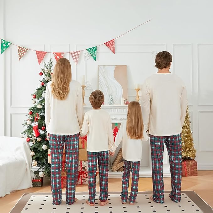 Awoscut Christmas Family Matching Pajamas Christmas Pjs Holiday Nightwear Sleepwear Sets Long Sleeve Pjs