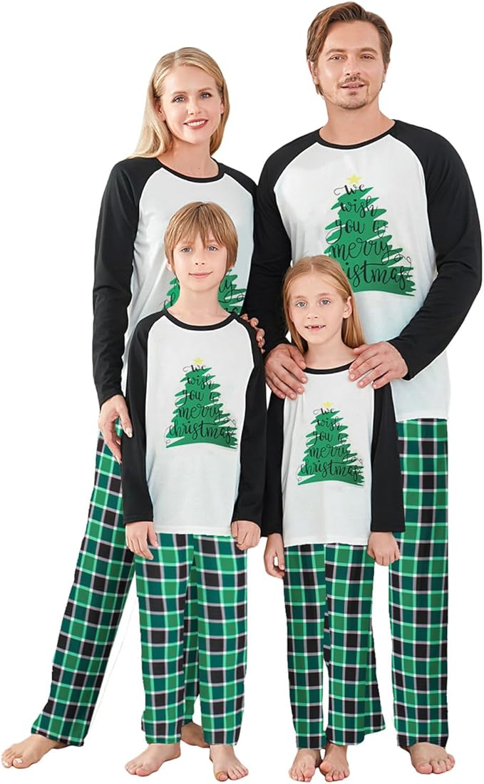Awoscut Christmas Family Matching Pajamas Christmas Pjs Holiday Nightwear Sleepwear Sets Long Sleeve Pjs