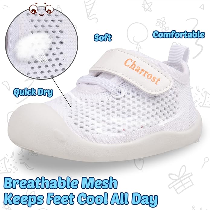 Baby Walking Shoes Toddler Girl Boy Soft Sole Breathable Cotton Canvas Shoes Infant Lightweight Non-Slip Safer Slip-on First Walkers Shoes Casual Tennis Wide Sneakers Rubber Soles Running Outdoor