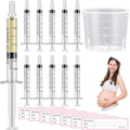 Trelaco Colostrum Collector Kit Include Sterile Sealed Breast Milk Syringes with Caps No Needle Colostrum Syringes Stickers 1 Measuring Cup Harvesting Collection for Breastmilk(50 Sets,3 ml)
