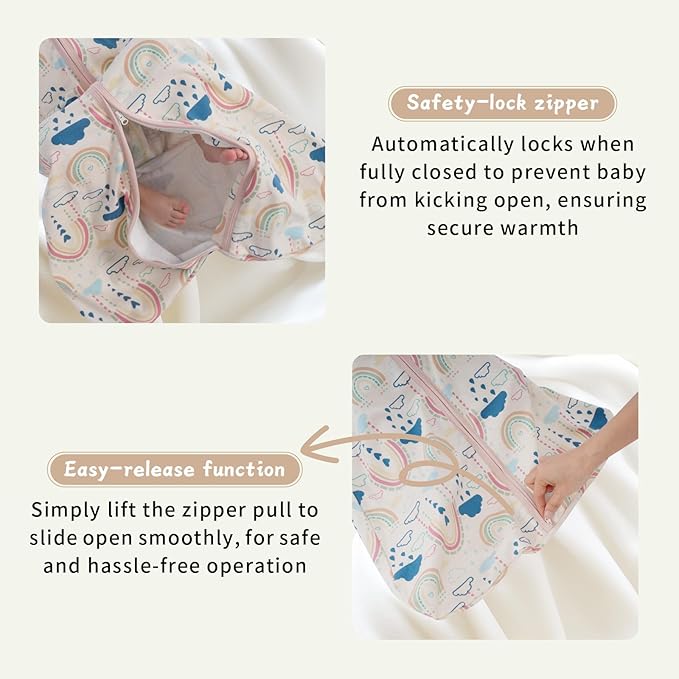 Baby Sleep Sack 6-12 Months,100% Cotton TOG 0.5 Wearable Blanket for Boys and Girls, 3 Pack 2-Way Zipper Lightweight Sleeping Bags for Toddler Newborn Infant